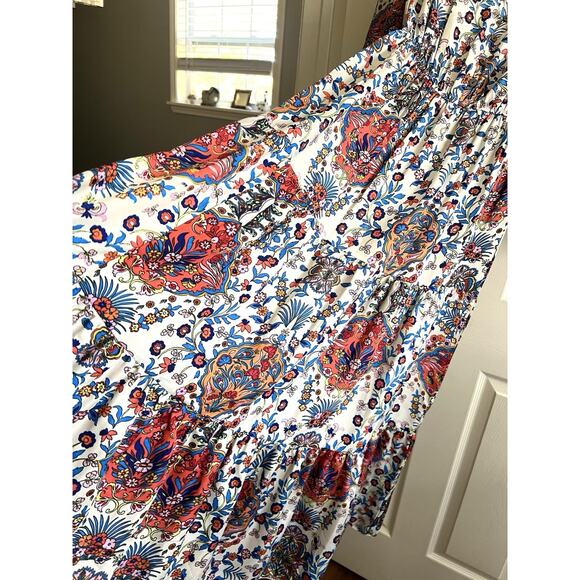 BOEMO Anthropologie Floral Paisley Tiered Bohemian Festival Maxi Dress Sz S - Picture 5 of 13